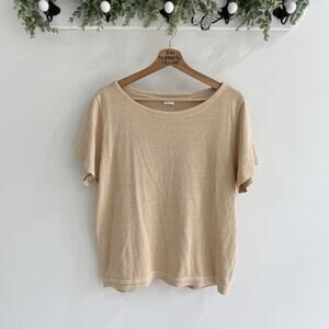 Poetry Tan Beige Classic Comfortable Casual Hemp T-shirt Size US 12 GG810